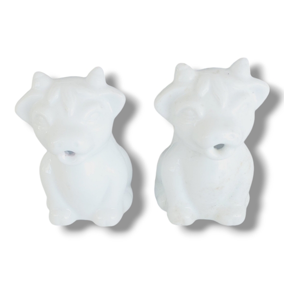 Cordon Bleu Cow Creamer White Porcelain Milk Cream Jar Container Vintage Set 2PC - Picture 4 of 6